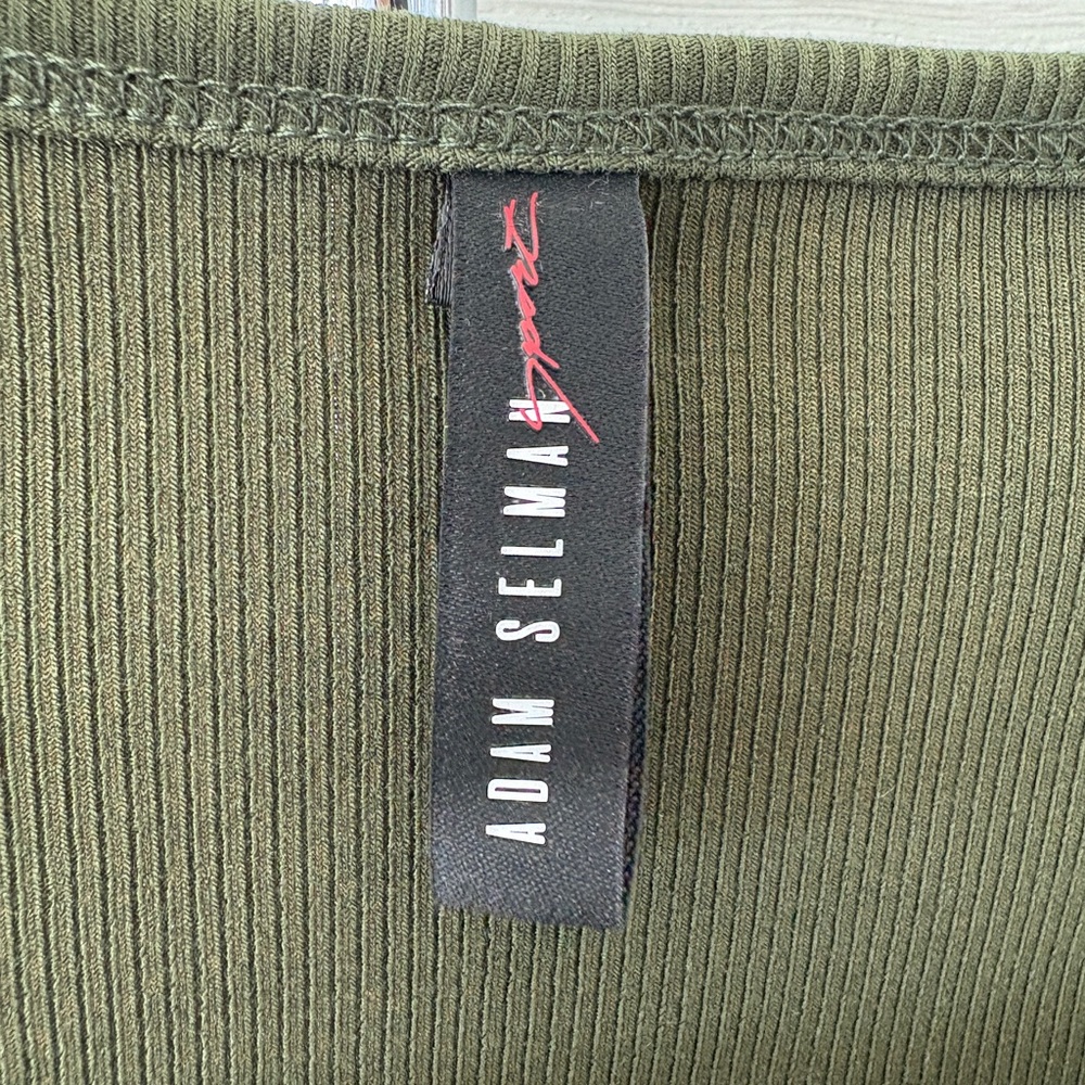 Adam Selman Square Neck Cardigan in “Army” green - Picture 8 of 14